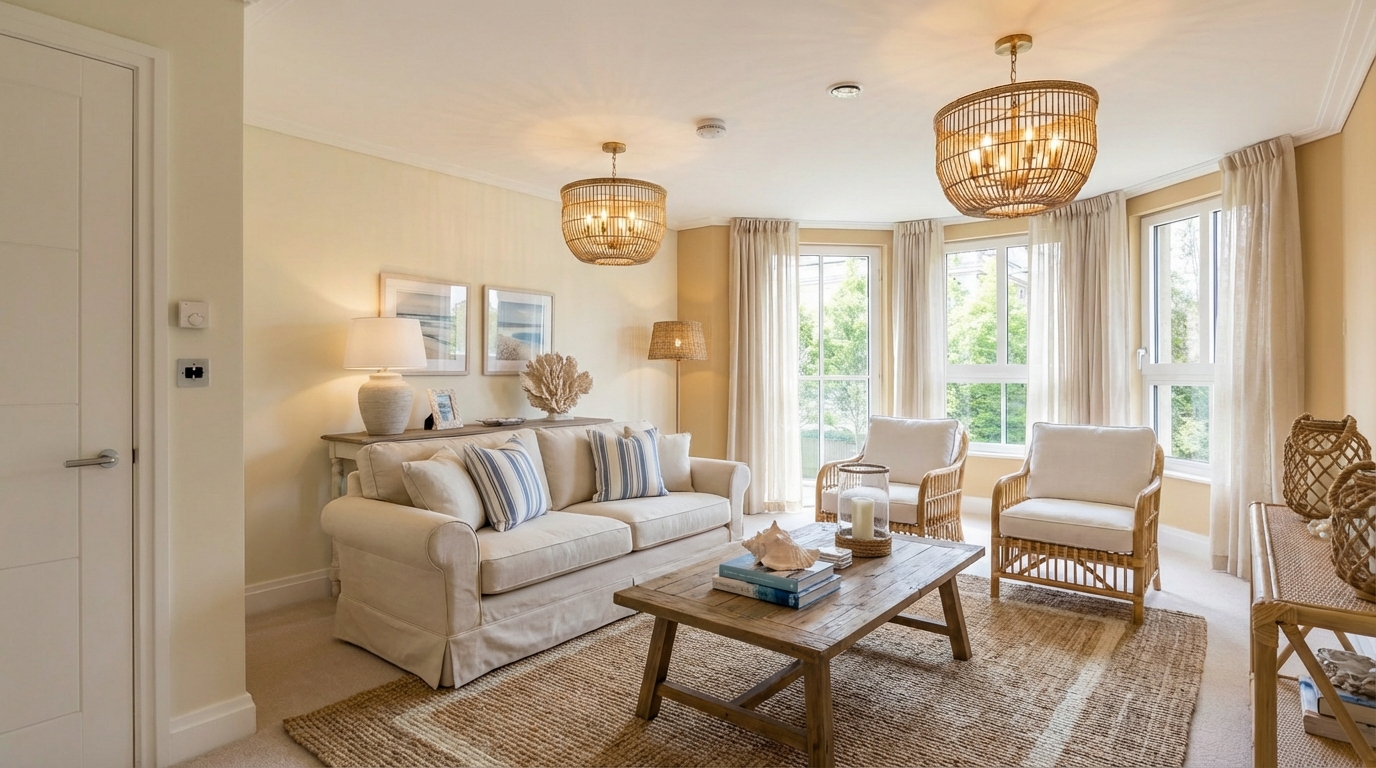 Living room: Sand palette, Coastal Hamptons